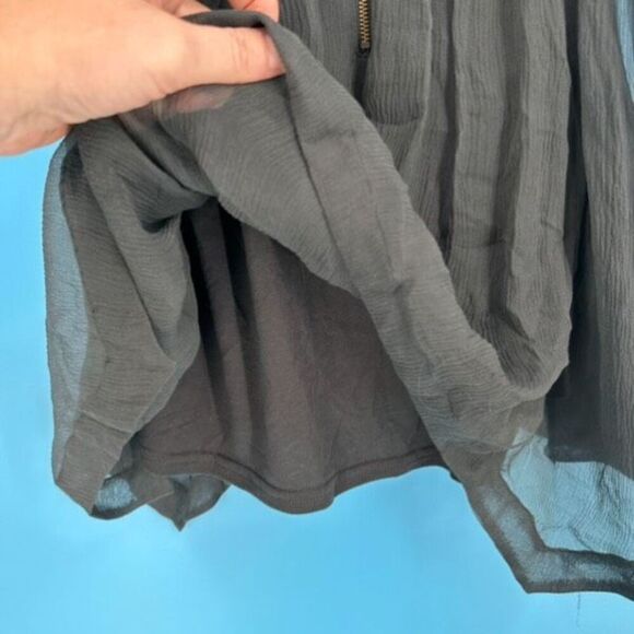 La Rok Sleeveless Lined Spaghetti Strap Sheer Tank Top Black Medium Asymmetrical - Picture 12 of 12